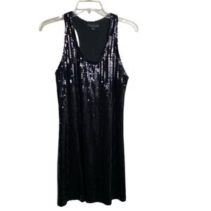 Twentyone M Sequin cocktail, party dress , black mini with razor back